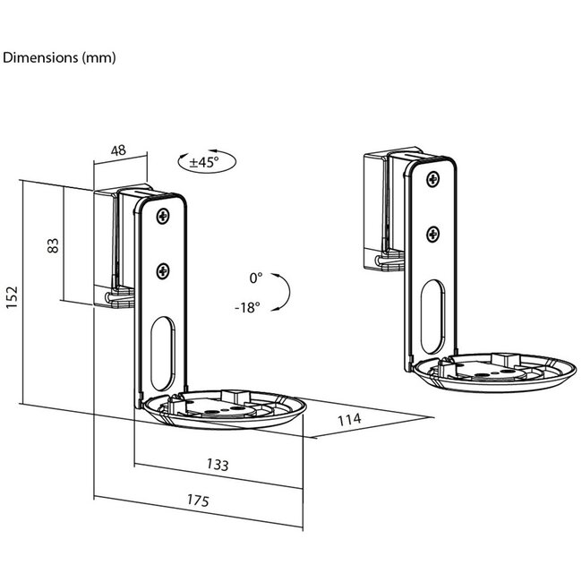 Goobay Wandhalterung Set für Sonos Era 100 | Full Motion | Weiß