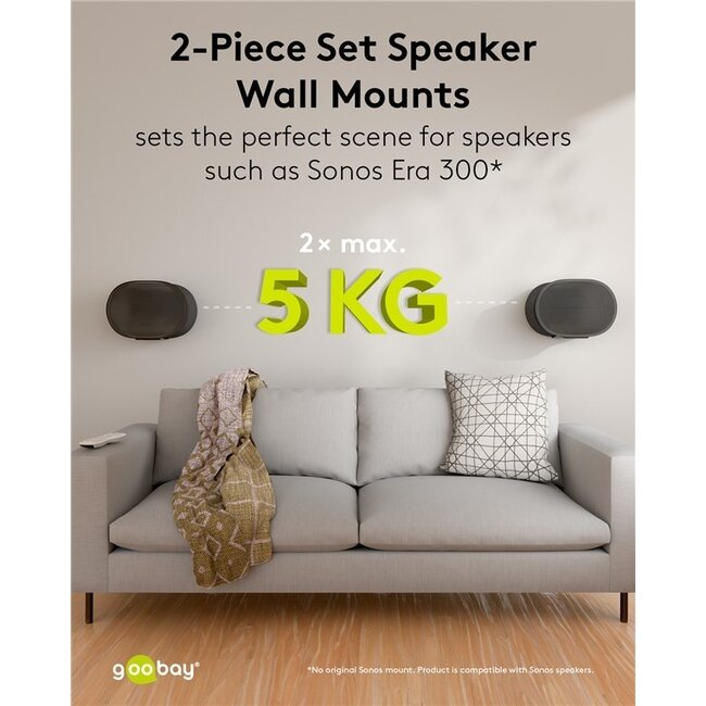 Goobay Wandhalterung Set für Sonos Era 300 | Full Motion | Schwarz