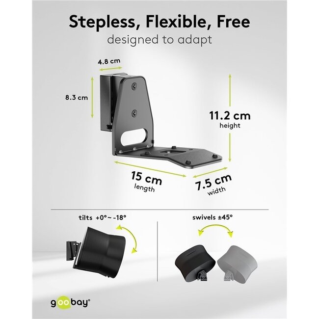 Goobay Wandhalterung Set für Sonos Era 300 | Full Motion | Schwarz