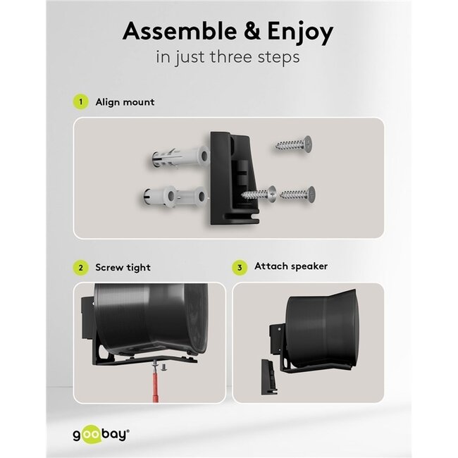 Goobay Wandhalterung Set für Sonos Era 300 | Full Motion | Schwarz