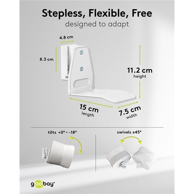 Goobay Wandhalterung Set für Sonos Era 300 | Full Motion | Weiß