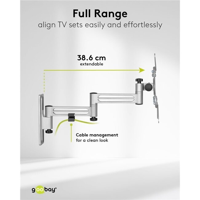 Goobay Wohnwagen-Wandhalterung für Bildschirme bis 43 Zoll | Full Motion | 3 Drehpunkte