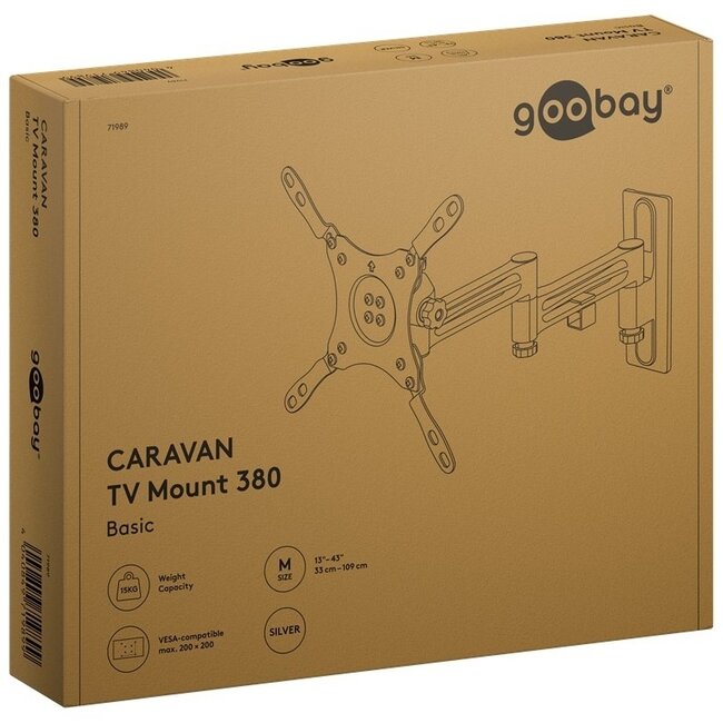 Goobay Wohnwagen-Wandhalterung für Bildschirme bis 43 Zoll | Full Motion | 3 Drehpunkte