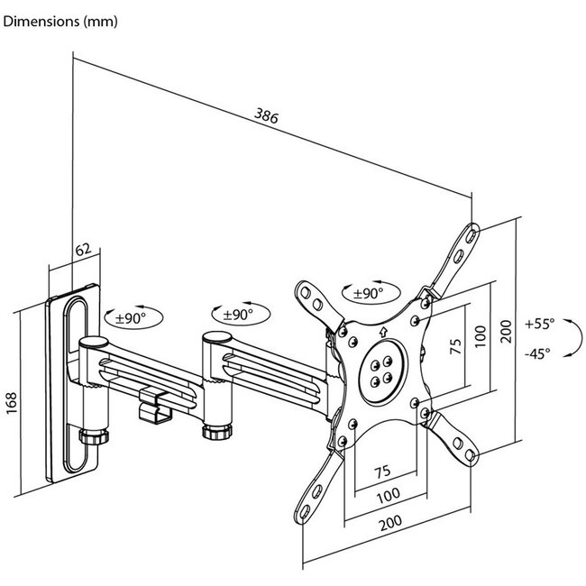 Goobay Wohnwagen-Wandhalterung für Bildschirme bis 43 Zoll | Full Motion | 3 Drehpunkte