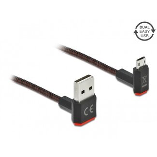 DeLOCK Easy-Micro USB - Easy-USB-A Kabel | rechtwinklig oben/unten | USB 2.0 | 10W | Nylon | 0,20 m