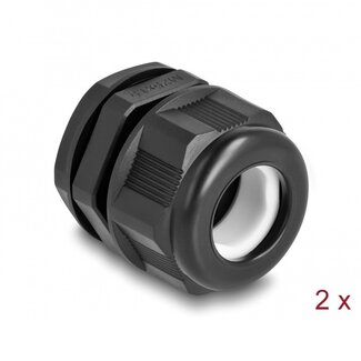 DeLOCK Kabelverschraubung M25 13-18 mm EX IP68 Schwarz 2 Stück