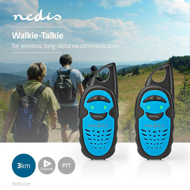 Nedis Walkie Talkie Set | 2 Handgeräte | Bis 3 km Reichweite