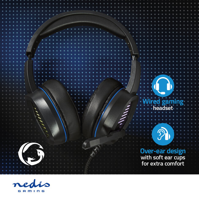 Nedis Gaming Over-Ear PC-Headset | Surround Sound | LED | USB-A | 2,1 m