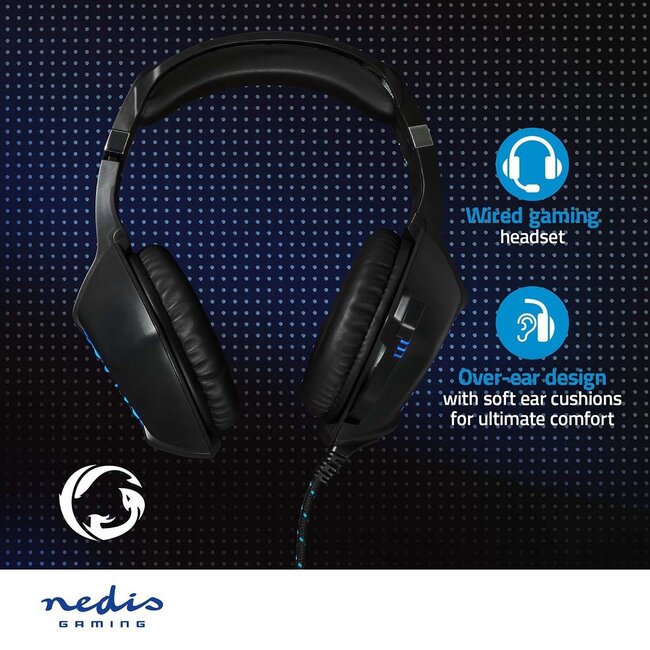 Nedis Gaming Over-Ear PC-Headset | Stereo | LED | 3,5mm Klinke | 2,2 m Kabel