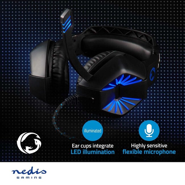 Nedis Gaming Over-Ear PC-Headset | Stereo | LED | 3,5mm Klinke | 2,2 m Kabel