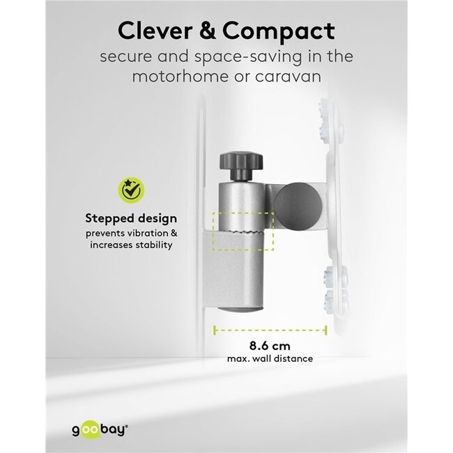Goobay Wohnwagen-Wandhalterung für Bildschirme bis 43 Zoll | Full Motion | 2 Drehpunkte