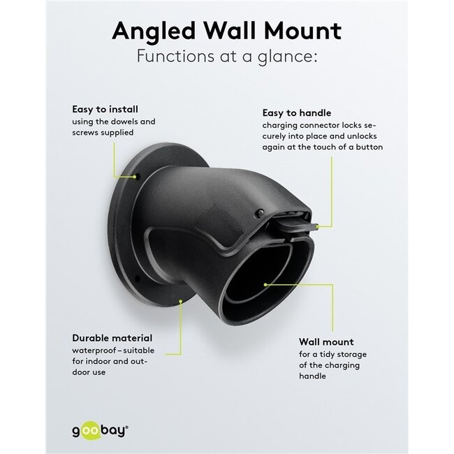 Goobay Wandhalterung für EV Typ 2 Ladestecker - Winkelmontage
