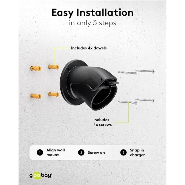 Goobay Wandhalterung für EV Typ 2 Ladestecker - Winkelmontage