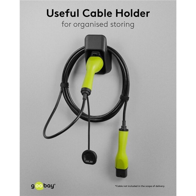 Goobay Wandhalter mit Kabelhalter für EV Typ 2 Ladekabel und Stecker