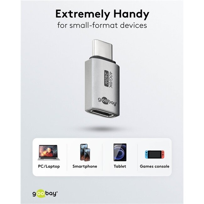 Goobay USB-C Schutzkappe | USB4 40 Gbps | PD 240W | 8K 60Hz | Aluminium