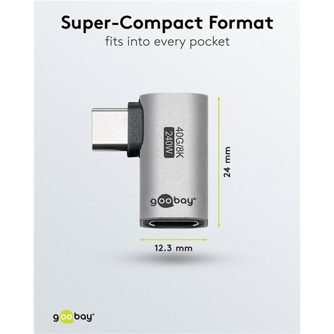Goobay USB-C Winkeladapter | Links/Rechts | USB4 40 Gbps | PD 240W | 8K 60Hz | Aluminium