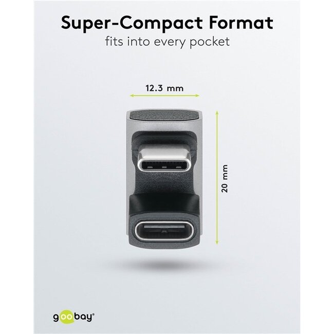 Goobay USB-C Winkeladapter | USB4 40 Gbps | PD 240W | 8K 60Hz | Aluminium