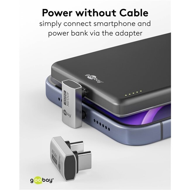 Goobay USB-C Adapter (m-m) | Winkelstecker (U-Bogen) | USB4 40 Gbps | PD 240W | 8K 60Hz | Aluminium