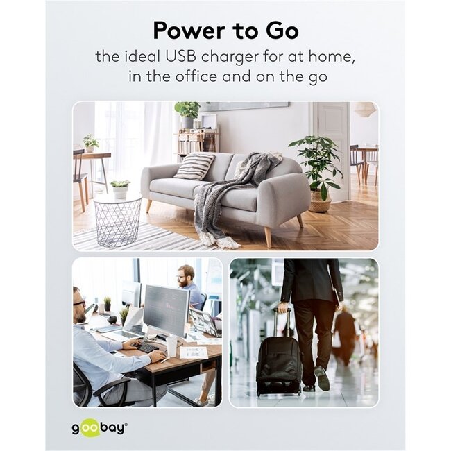 Goobay Nano USB-Ladegerät | 2x USB-C PD | GaN | 35W | Schwarz