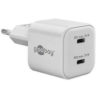 Goobay Goobay Nano USB Ladegerät | 2x USB-C PD | GaN | 35W | Weiß