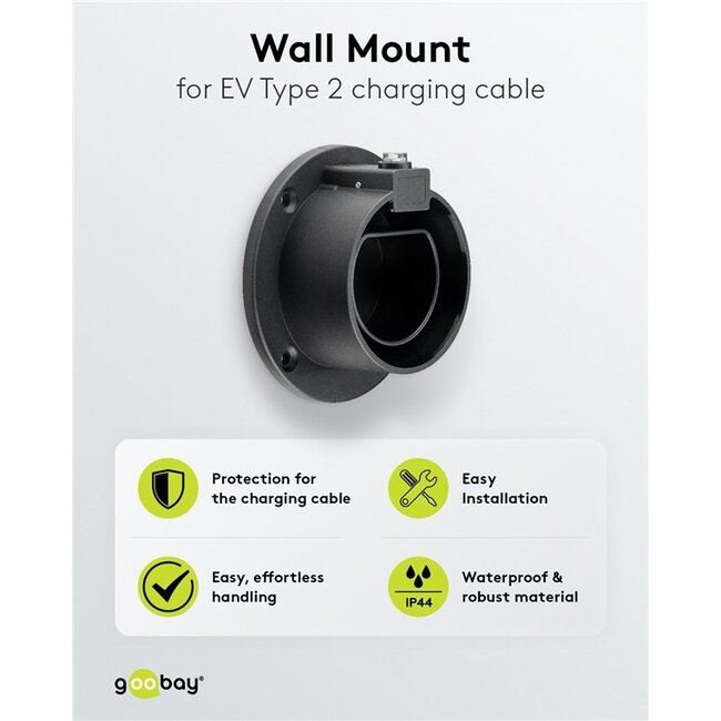 Goobay Wandhalterung für EV Typ 2 Ladestecker | gerade