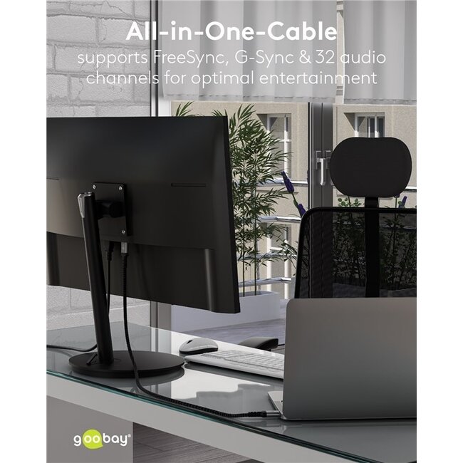 Goobay Plus DisplayPort Kabel | DP2.1a (10K 60Hz) | UHBR13.5 (54Gbit/s) | 3 Meter