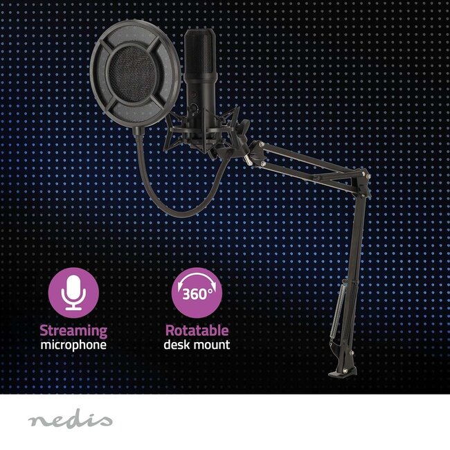 Nedis Gaming Profi Streaming Mikrofon | Pop-Filter | USB-A | 1,7 m