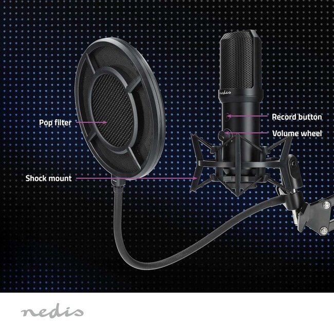 Nedis Gaming Profi Streaming Mikrofon | Pop-Filter | USB-A | 1,7 m