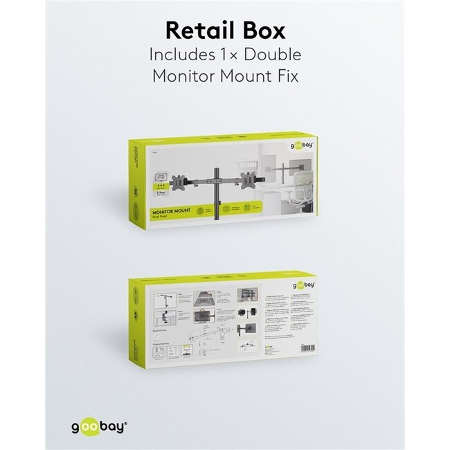 Goobay Schreibtischhalterung für 2 Monitore bis 32 Zoll | Full Motion mit Querstrebe