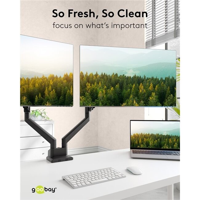 Goobay Pro Schreibtischhalterung für 2 Monitore bis 32 Zoll | Interaktiv