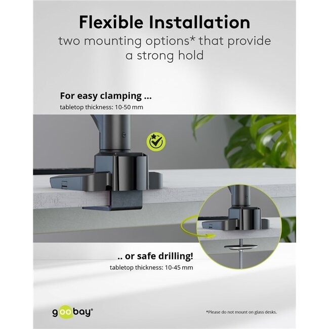 Goobay Schreibtischhalterung für 1 Monitor bis 49 Zoll | Interaktiv