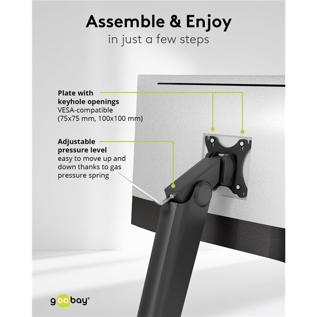 Goobay Monitorständer für 1 Monitor bis 32 Zoll | Interaktiv