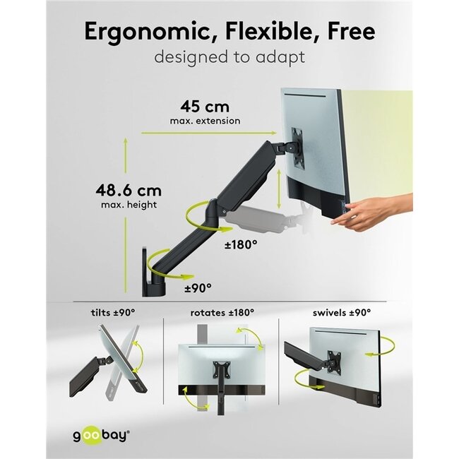 Goobay Wandhalterung für 1 Monitor bis 32 Zoll | Interaktiv