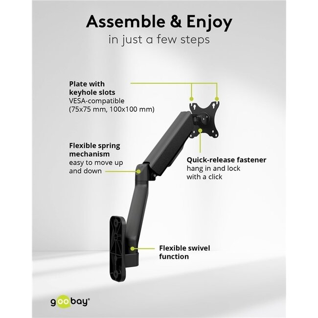 Goobay Wandhalterung für 1 Monitor bis 32 Zoll | Interaktiv