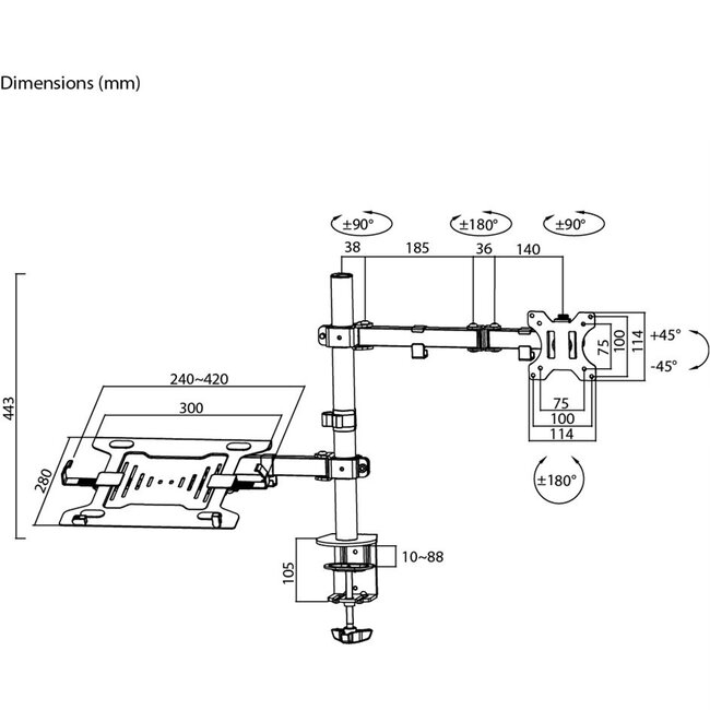 Goobay Monitorhalterung bis 32" & Notebookhalter bis 15,6" | Full Motion