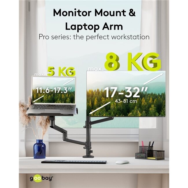 Goobay Pro Monitor- und Notebookhalterung bis 32" / 17,3" | Full Motion