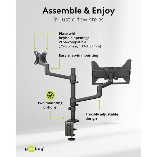 Goobay Pro Monitor- und Notebookhalterung bis 32" / 17,3" | Full Motion