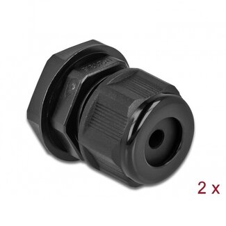 DeLOCK Kabelverschraubung für 1 Rundkabel | PG13.5 | 5 mm | IP68 | Schwarz | 2 Stück