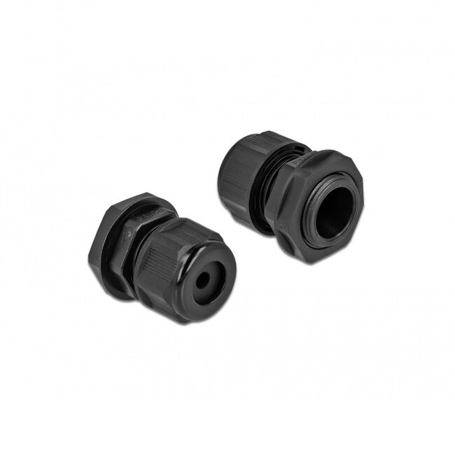 Kabelverschraubung für 1 Rundkabel | PG13.5 | 5 mm | IP68 | Schwarz | 2 Stück