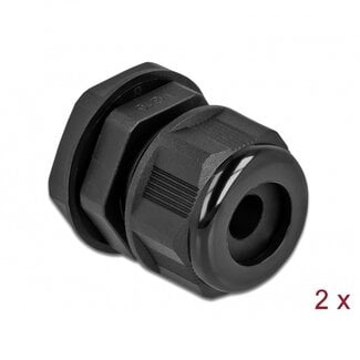 DeLOCK Kabelverschraubung für 1 Rundkabel | PG16 | 9 mm | IP68 | Schwarz | 2 Stück