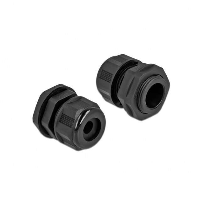 Kabelverschraubung für 1 Rundkabel | PG16 | 9 mm | IP68 | Schwarz | 2 Stück