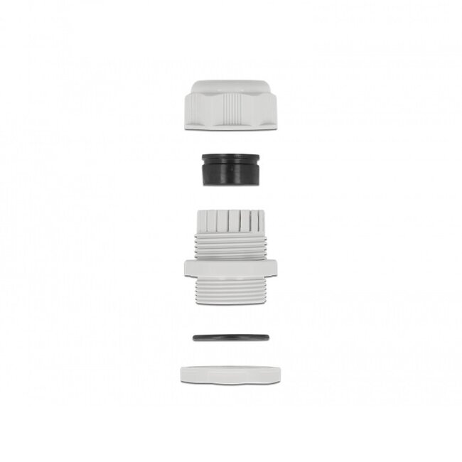 Kabelverschraubung für 1 Rundkabel | PG16 | 9 mm | IP68 | Grau | 2 Stück