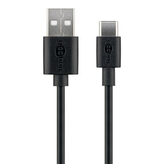 Goobay USB-C auf USB-A Kabel | kompakt | USB 2.0 | 15W | schwarz | 2 Meter
