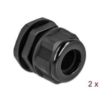 DeLOCK Kabelverschraubung für 1 Rundkabel | PG21 | 16 mm | IP68 | Schwarz | 2 Stück