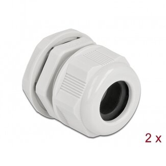 DeLOCK Kabelverschraubung PG21 16 mm IP68 Grau 2 Stück für 1 Rundkabel