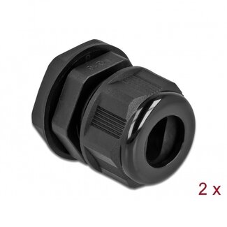 DeLOCK Kabelverschraubung für 1 Flachkabel | PG16 | 14 x 6,6 mm | IP68 | Schwarz | 2 Stück
