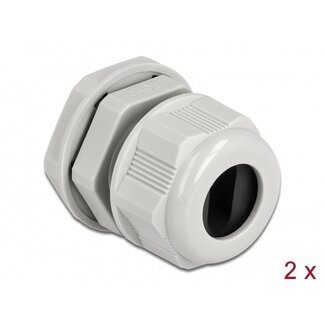DeLOCK Kabelverschraubung für 1 Flachkabel | PG16 | 14 x 6,6 mm | IP68 | Grau | 2 Stück