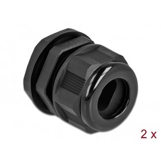 DeLOCK Kabelverschraubung für 1 Flachkabel | PG21 | 15 x 8 mm | IP68 | Schwarz | 2 Stück