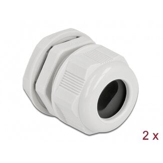 DeLOCK Kabelverschraubung für 1 Flachkabel | PG21 | 15 x 8 mm | IP68 | Grau | 2 Stück