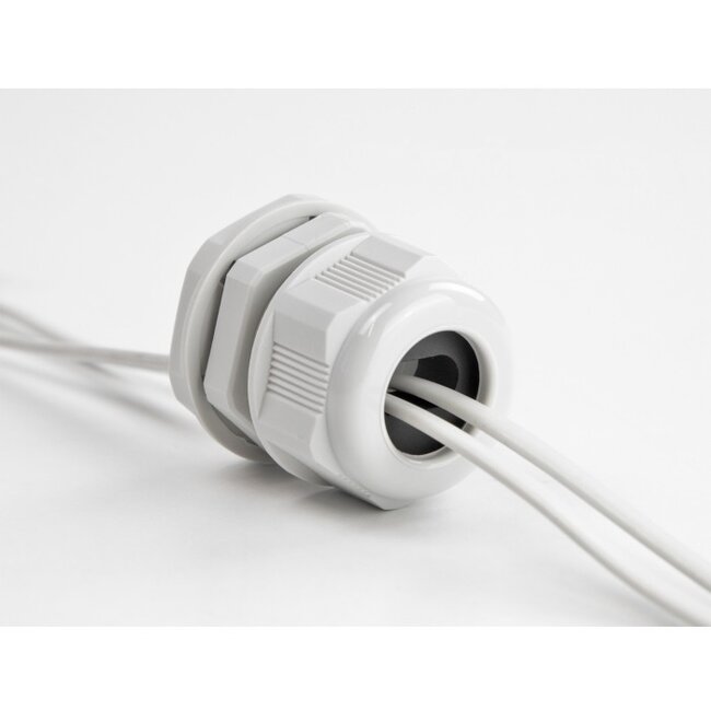 Kabelverschraubung für 1 Flachkabel | PG21 | 15 x 8 mm | IP68 | Grau | 2 Stück